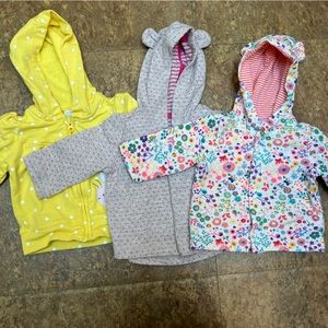 Lot of 3 Baby Girl Hoodies 0-3 month